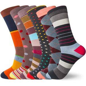 Dress Socks 5/6/10 Pairs Crew Argyle Colorful Cotton Novelty Casual Happy Fun